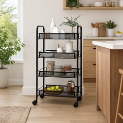 Charming 4-Tier Kitchen Trolley with Removable Baskets