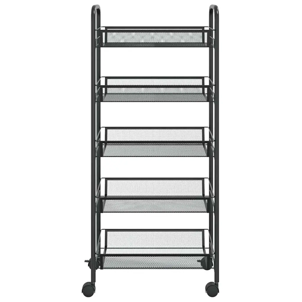 5-Tier Kitchen Trolley with Removable Black Mesh Baskets