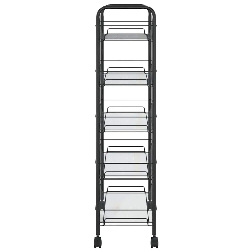 5-Tier Kitchen Trolley with Removable Black Mesh Baskets