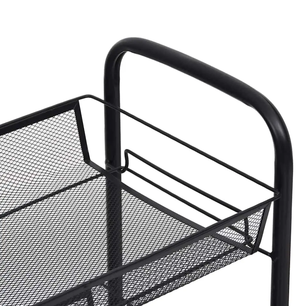 5-Tier Kitchen Trolley with Removable Black Mesh Baskets