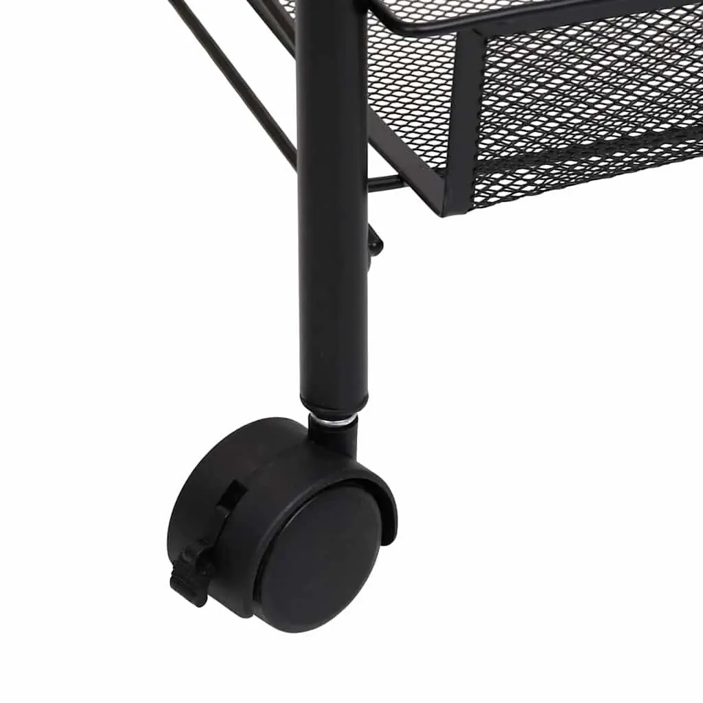 5-Tier Kitchen Trolley with Removable Black Mesh Baskets