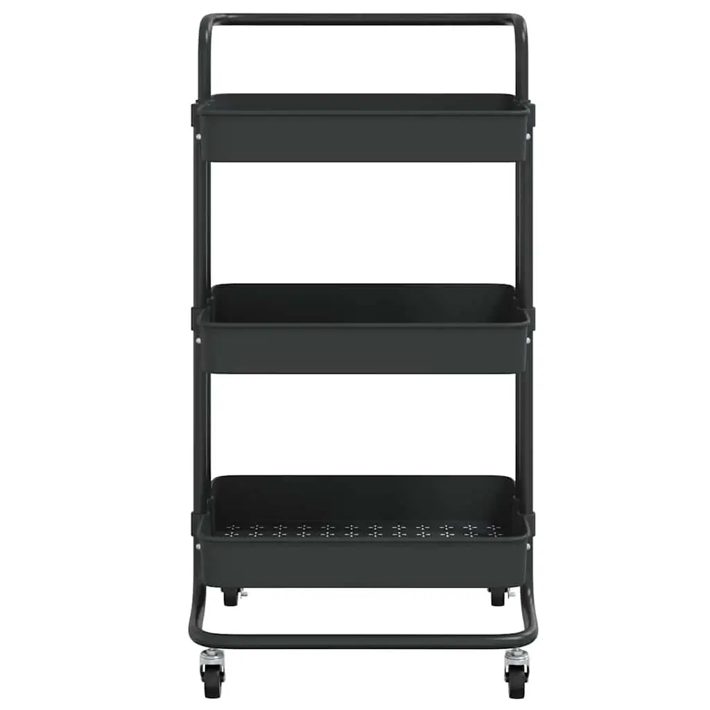 3-Tier Kitchen Trolley Organiser Storage Cart Black 42 x 35 x 85 cm ABS Plastic Iron Tubes