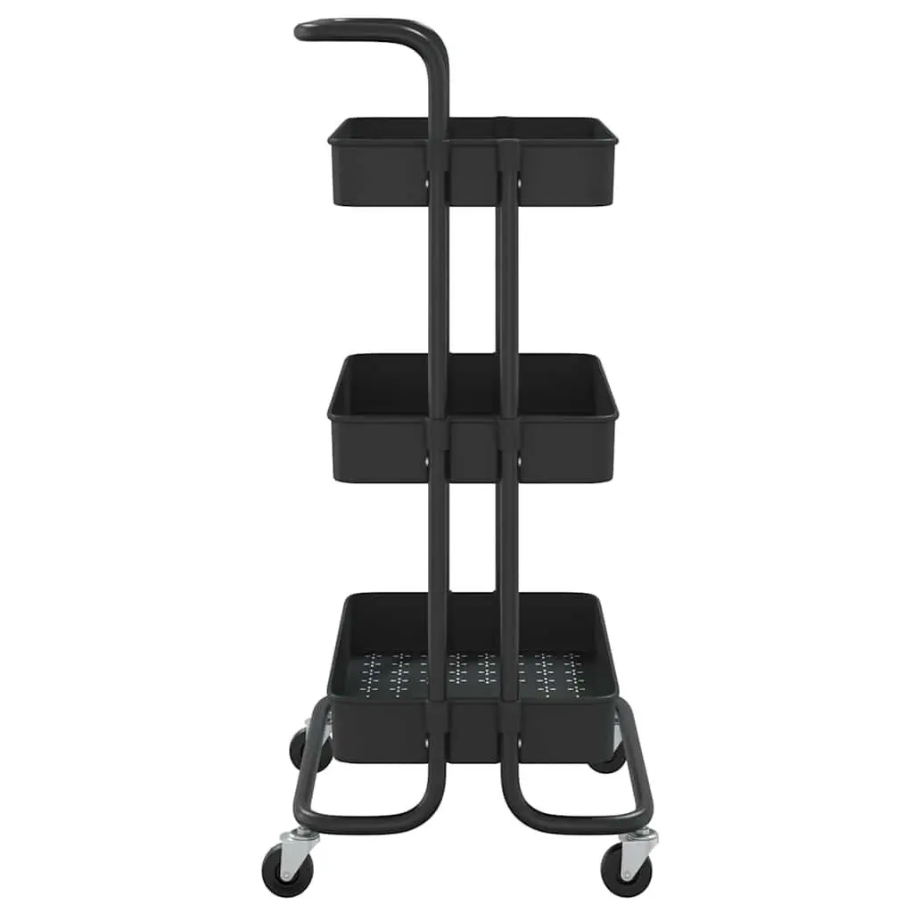 3-Tier Kitchen Trolley Organiser Storage Cart Black 42 x 35 x 85 cm ABS Plastic Iron Tubes