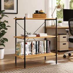 Black Oak 3-Tier Shelving Unit for Stylish Storage