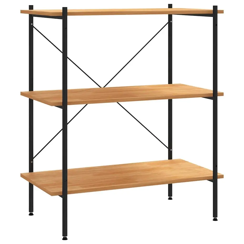 3-Tier Shelving Unit Black Oak Standing Shelf Storage Organiser 80x40x92cm