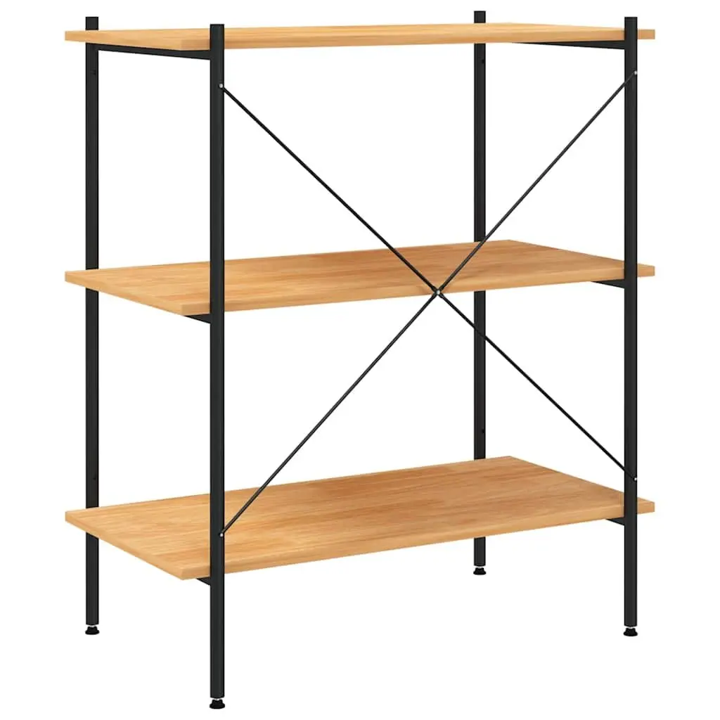 3-Tier Shelving Unit Black Oak Standing Shelf Storage Organiser 80x40x92cm
