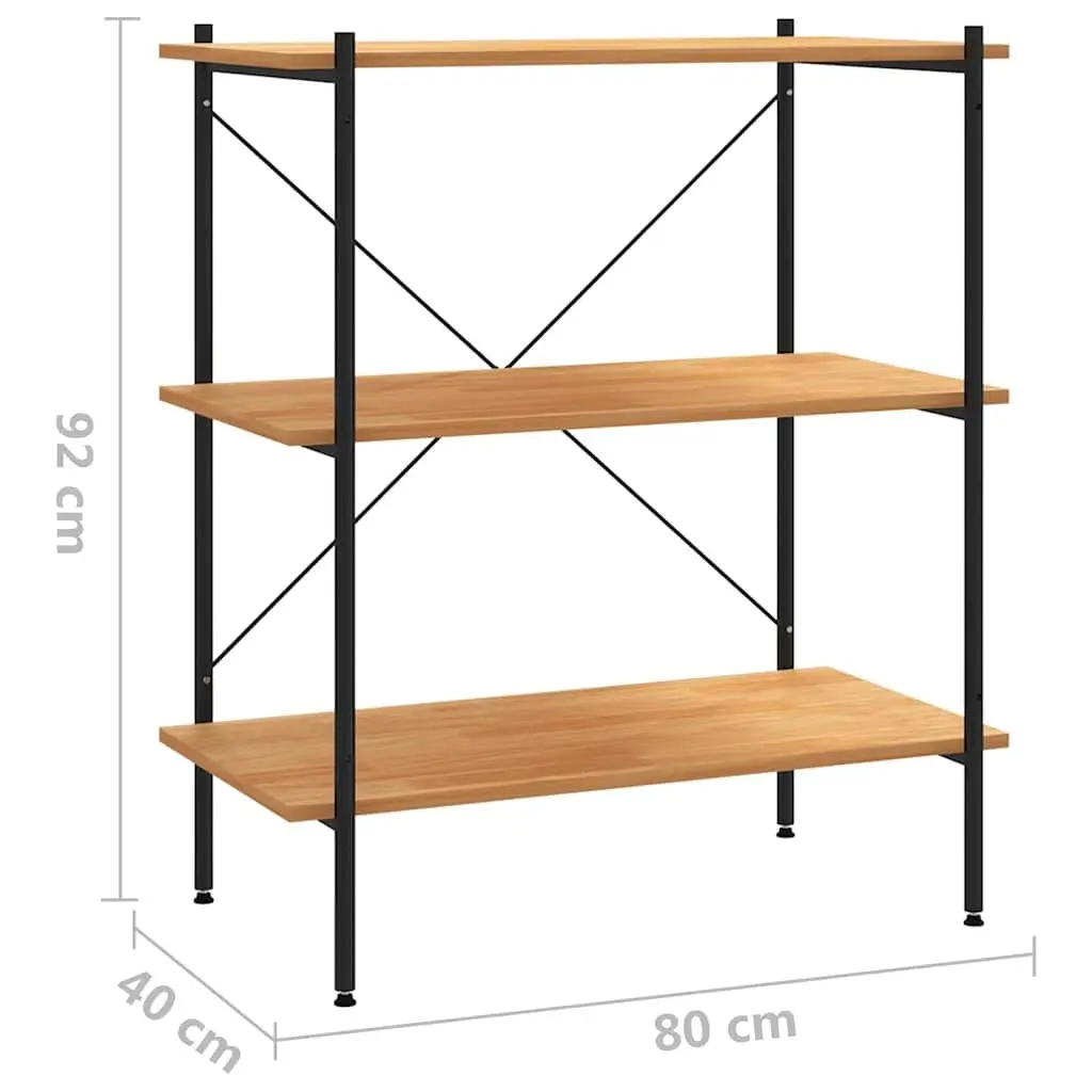 3-Tier Shelving Unit Black Oak Standing Shelf Storage Organiser 80x40x92cm