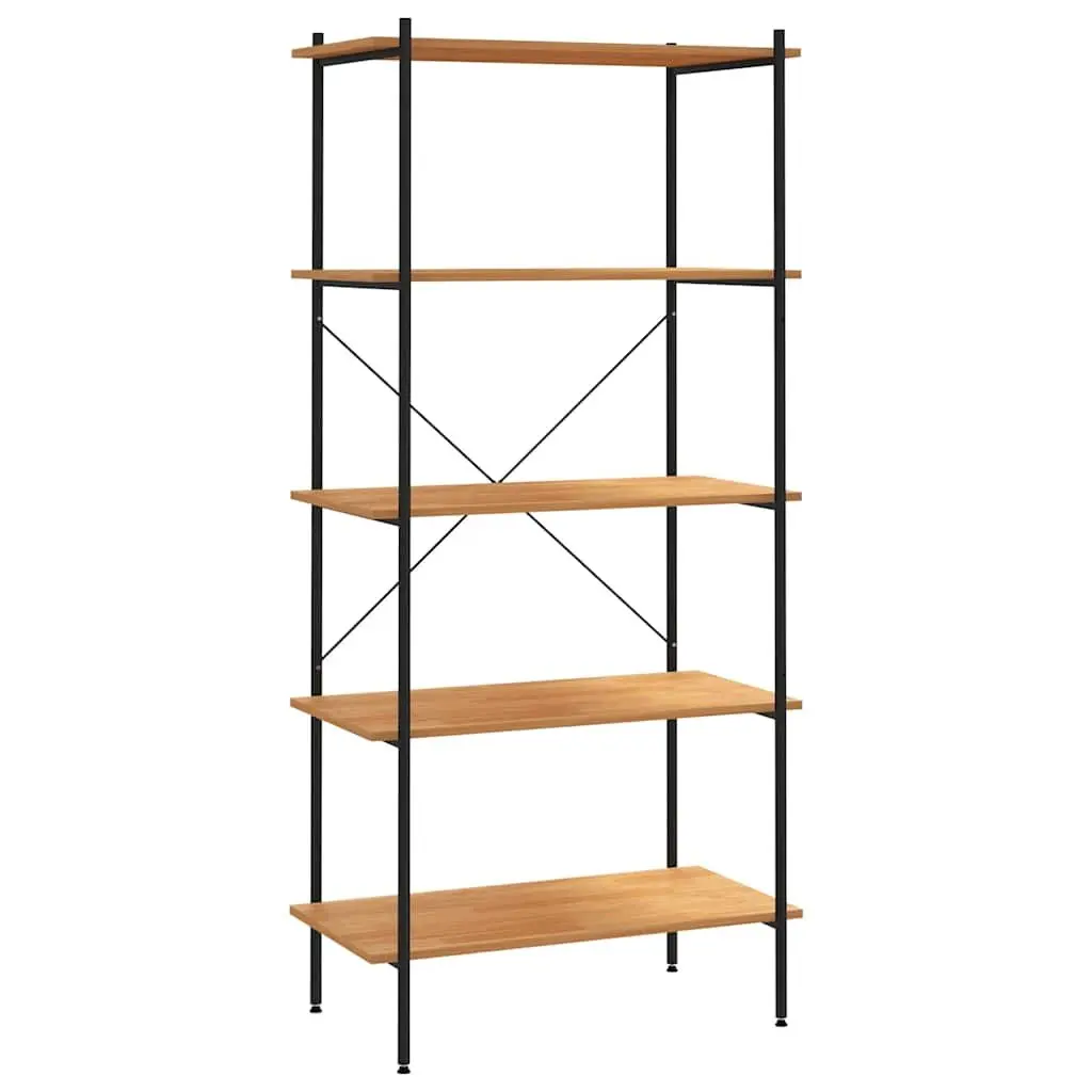 5-Tier Shelving Unit Black Oak Standing Shelf Storage Organiser Bookcase