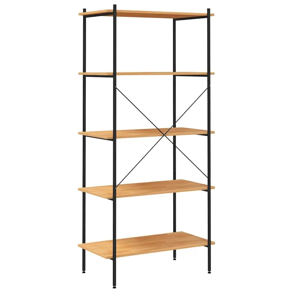 5-Tier Shelving Unit Black Oak Standing Shelf Storage Organiser Bookcase