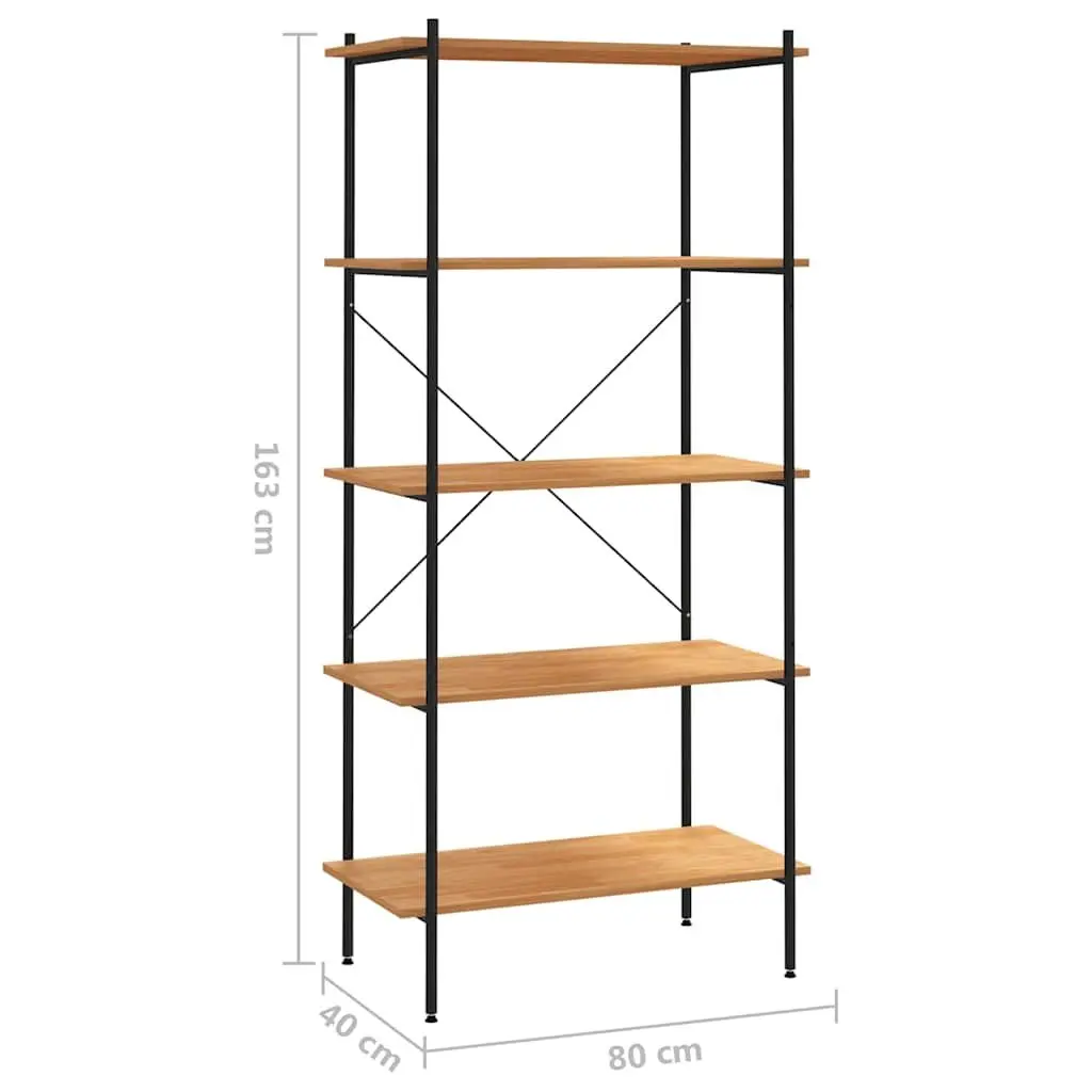 5-Tier Shelving Unit Black Oak Standing Shelf Storage Organiser Bookcase