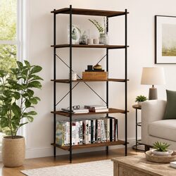 5-Tier Black Shelving Unit for Warm Home Storage