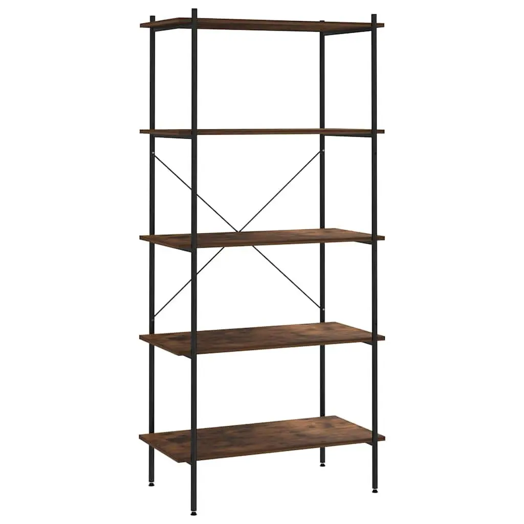 5-Tier Standing Shelving Unit Black Steel Frame Engineered Wood Shelves 80 x 40 x 163 cm