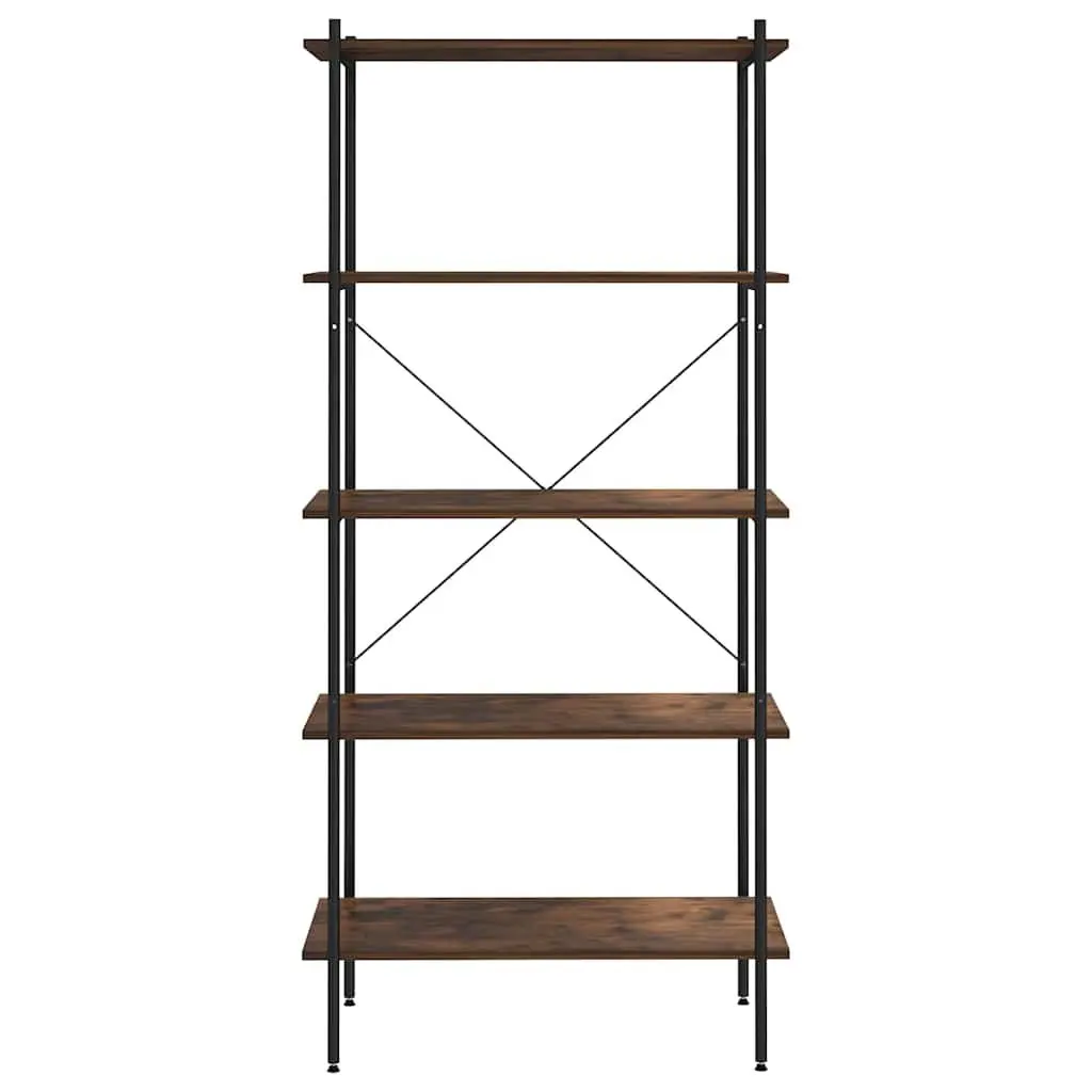 5-Tier Standing Shelving Unit Black Steel Frame Engineered Wood Shelves 80 x 40 x 163 cm
