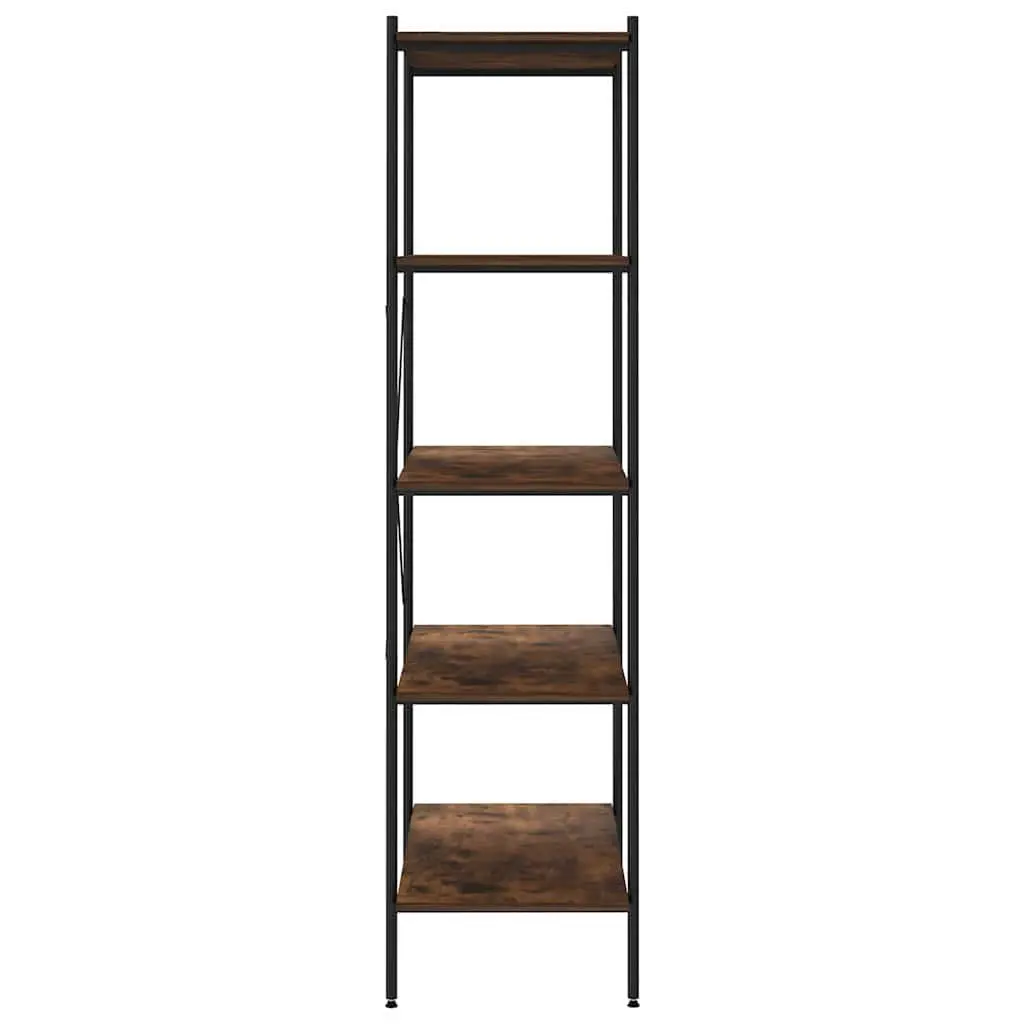 5-Tier Standing Shelving Unit Black Steel Frame Engineered Wood Shelves 80 x 40 x 163 cm