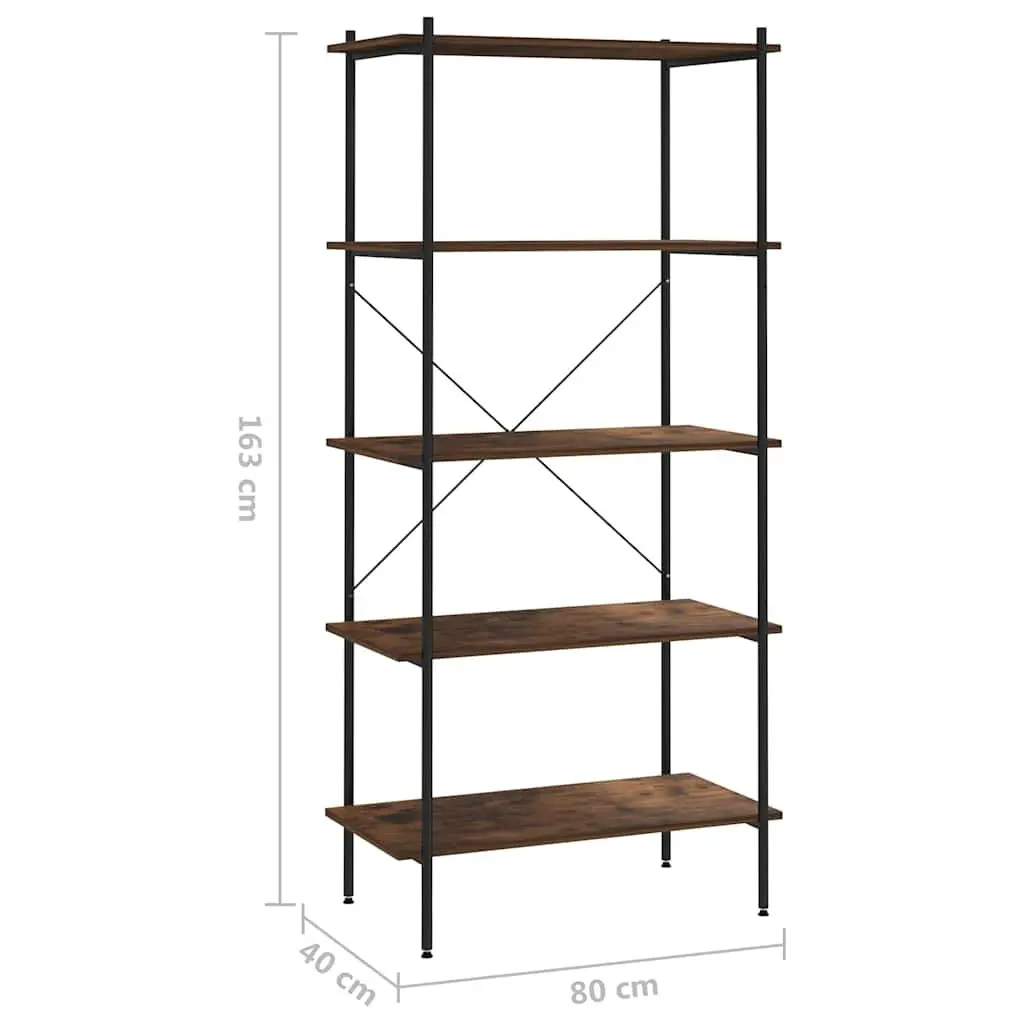 5-Tier Standing Shelving Unit Black Steel Frame Engineered Wood Shelves 80 x 40 x 163 cm