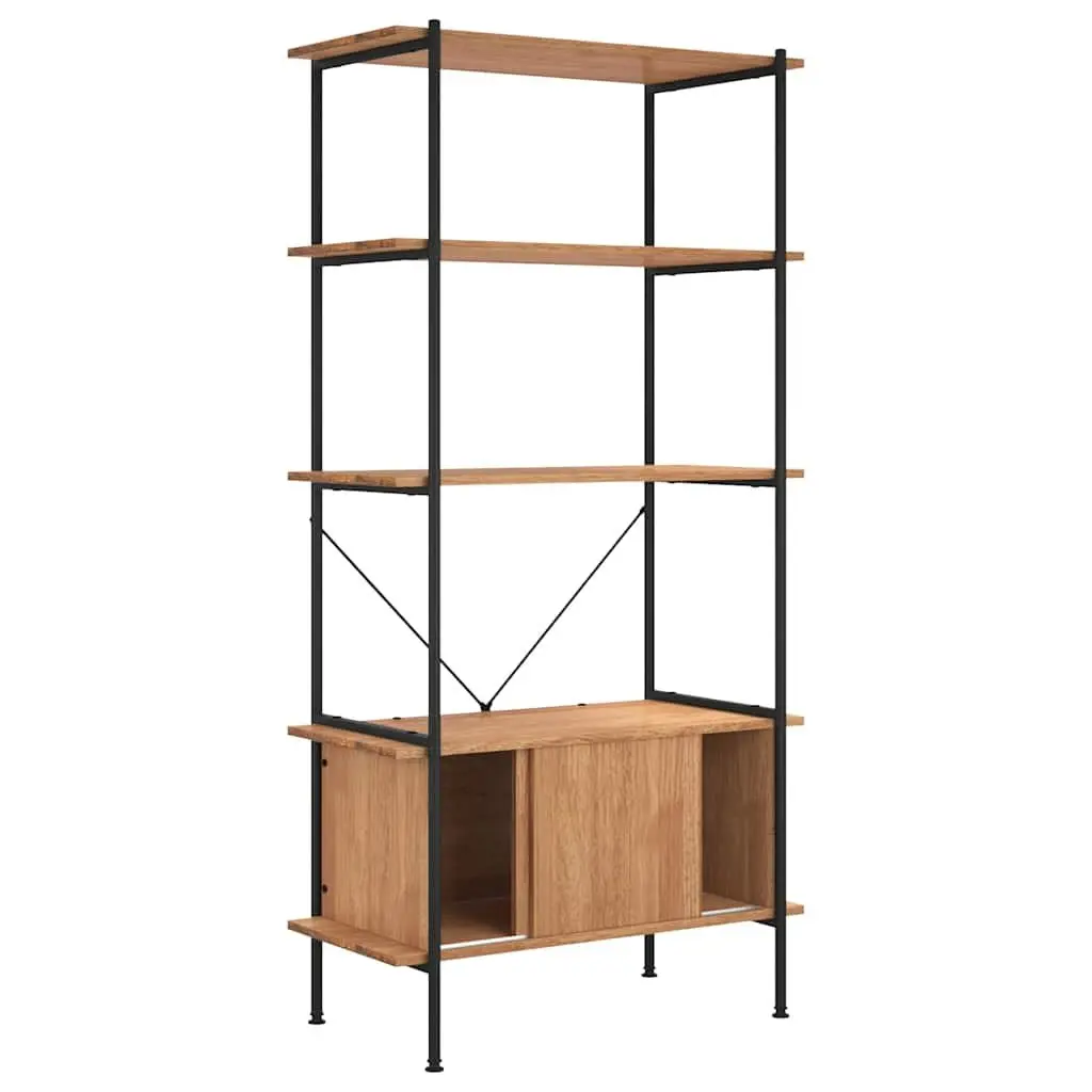 5-Tier Shelving Unit with Cabinet Storage Bookcase Standing Shelf 80x40x163cm