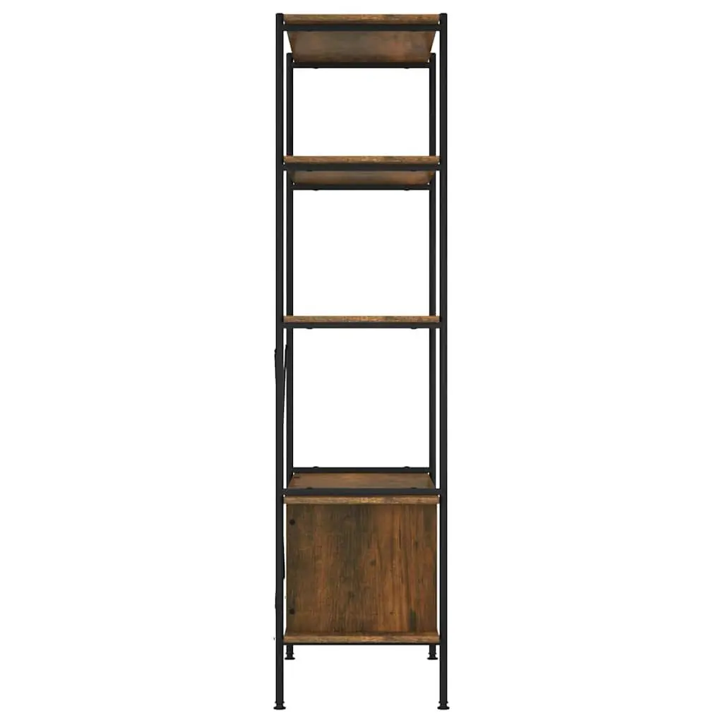 5-Tier Brown Shelving Unit with Cabinet for Storage