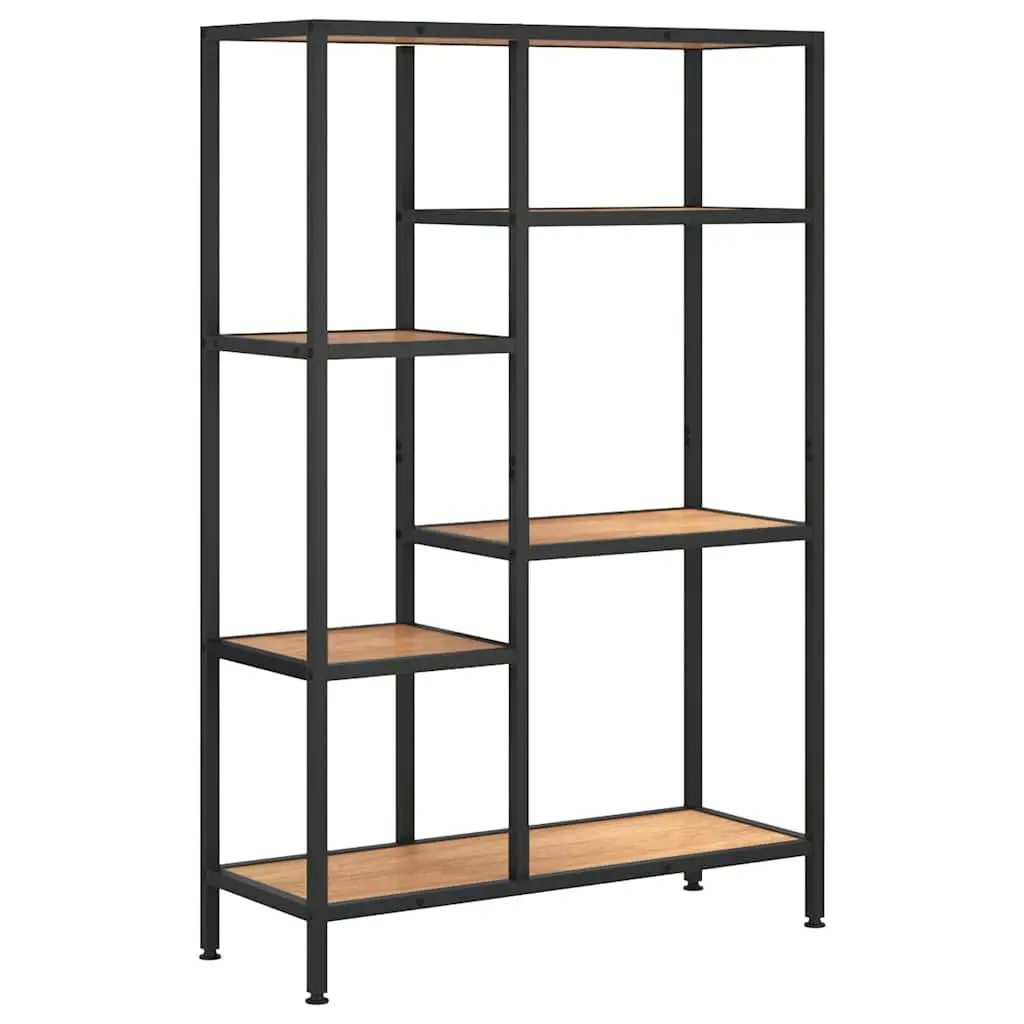 Brown Steel Frame Bookcase Shelving Unit 80x30x120 cm