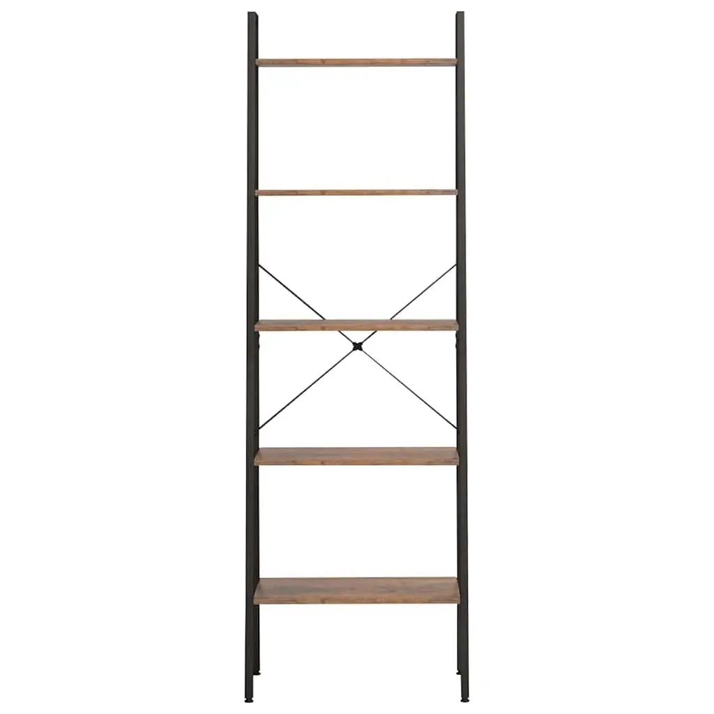 5-Tier Dark Brown and Black Storage Bookcase