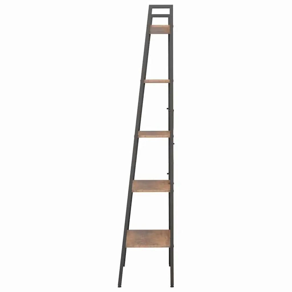 5-Tier Dark Brown and Black Storage Bookcase