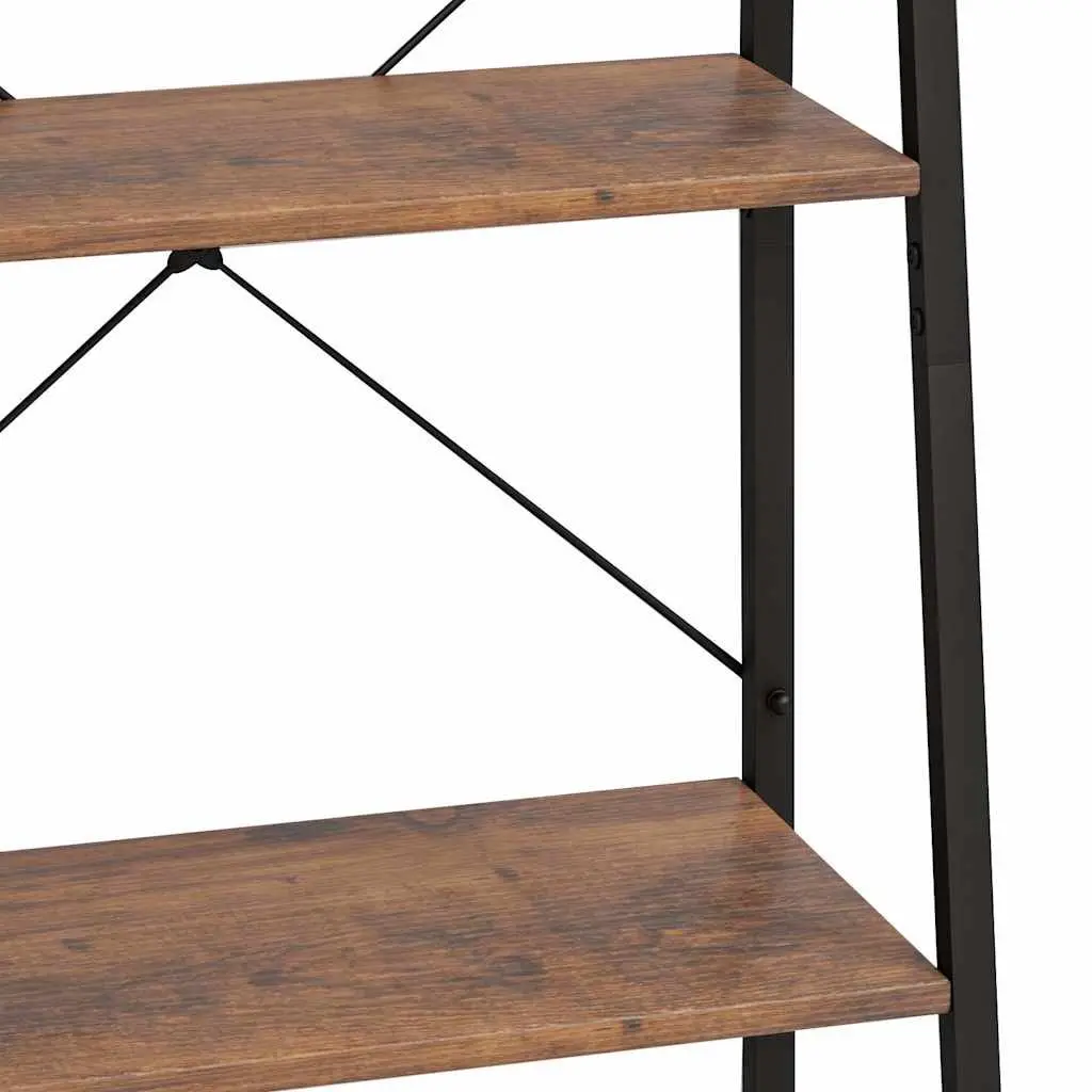 5-Tier Dark Brown and Black Storage Bookcase