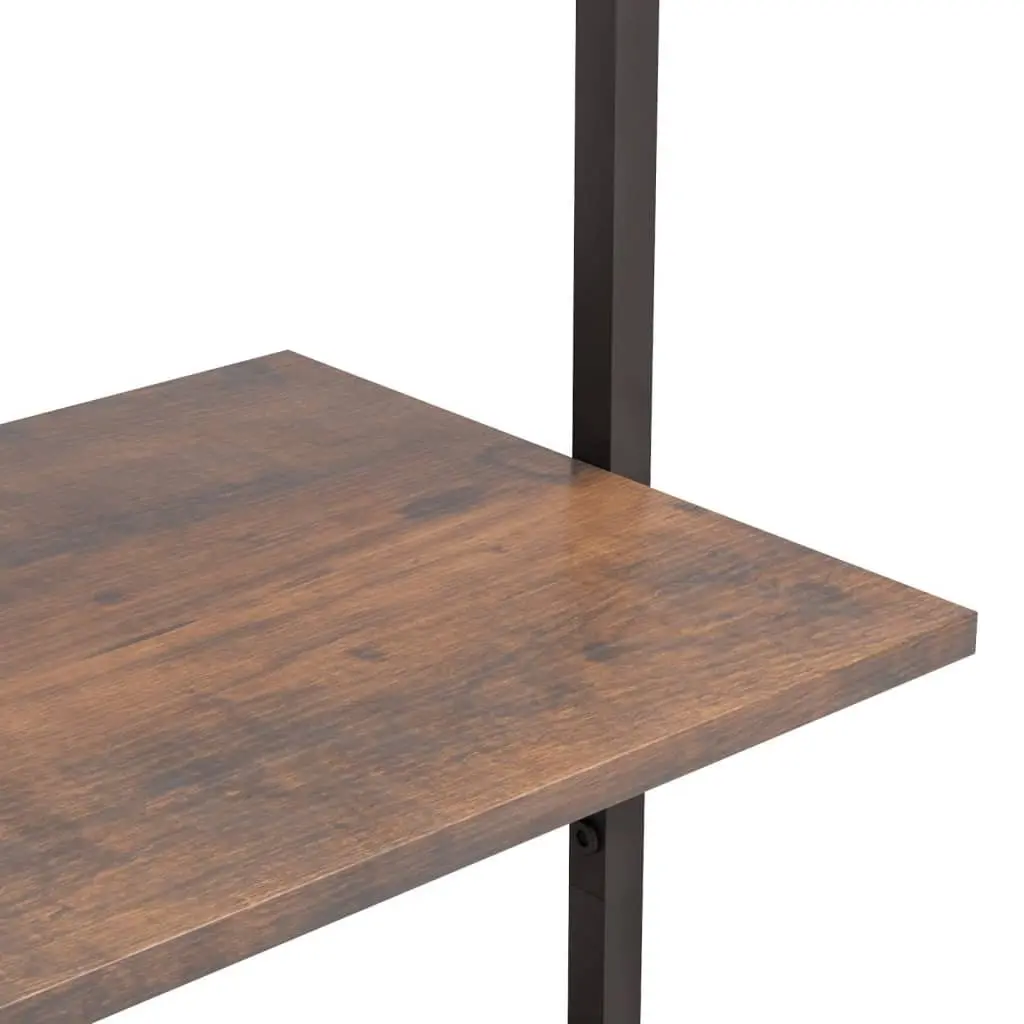 5 Tier Bookcase Dark Brown Black Steel Leaning Shelf Storage Unit for Home and Office