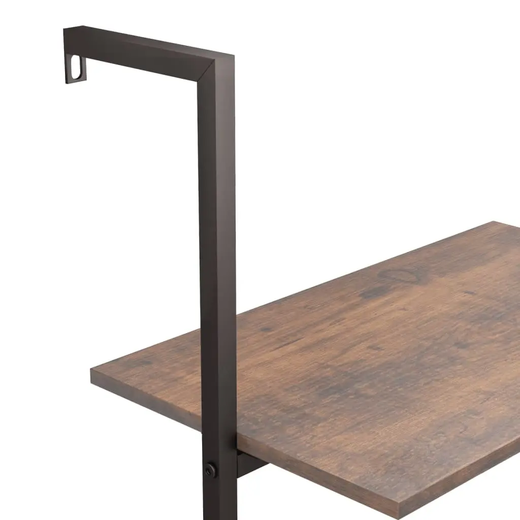 5 Tier Bookcase Dark Brown Black Steel Leaning Shelf Storage Unit for Home and Office
