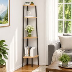 4-Tier Corner Shelf Unit for Cozy Living Spaces