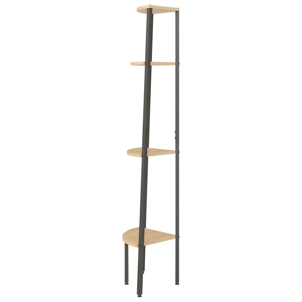 4-Tier Corner Shelf Unit Brown and Black Steel Frame Storage Bookcase