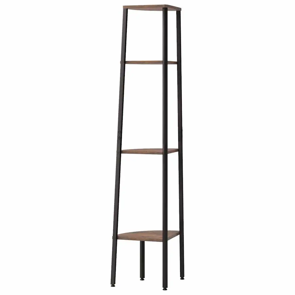 Corner Shelf 4-Tier Dark Brown Black 45.5x31.5x150cm Steel Storage Bookcase
