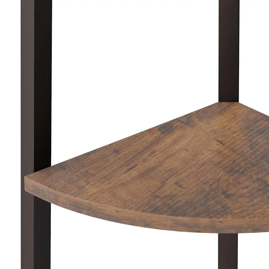 Corner Shelf 4-Tier Dark Brown Black 45.5x31.5x150cm Steel Storage Bookcase