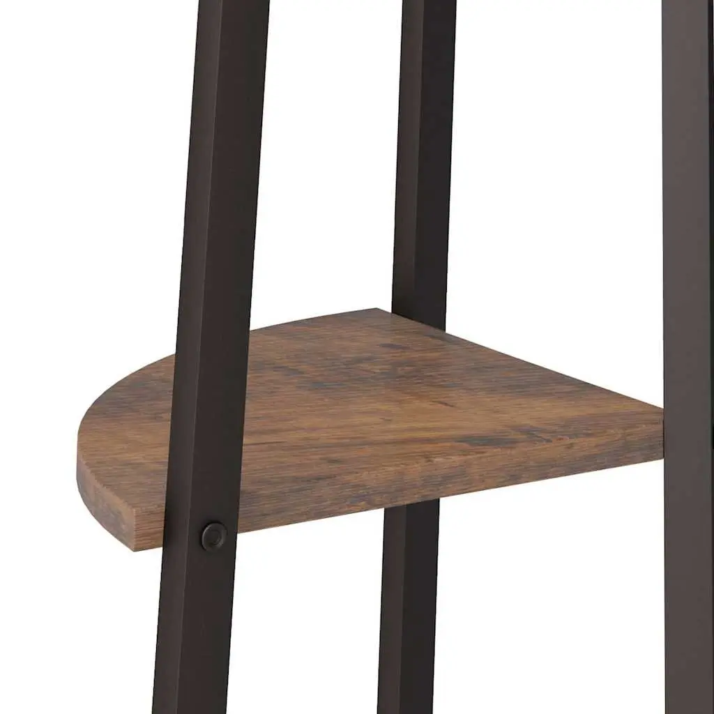 Corner Shelf 4-Tier Dark Brown Black 45.5x31.5x150cm Steel Storage Bookcase