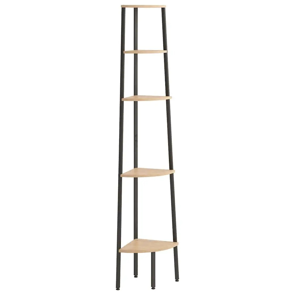 5-Tier Corner Shelf in Brown and Black