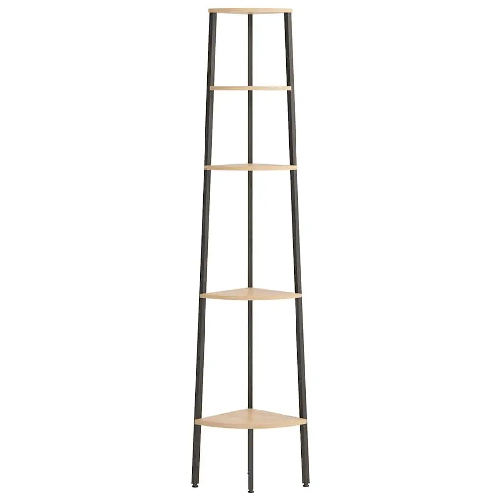 5-Tier Corner Shelf in Brown and Black