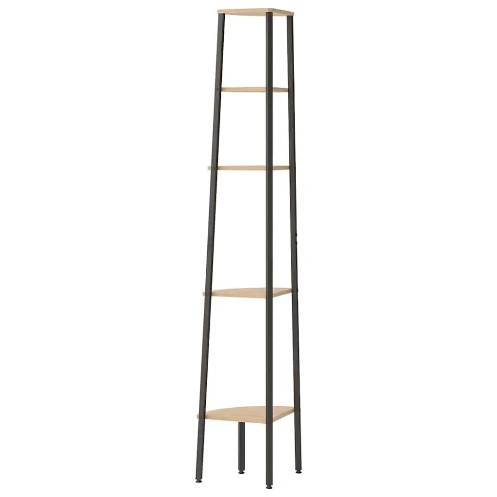 5-Tier Corner Shelf in Brown and Black
