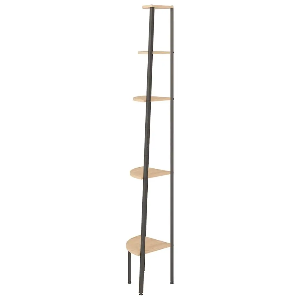 5-Tier Corner Shelf in Brown and Black