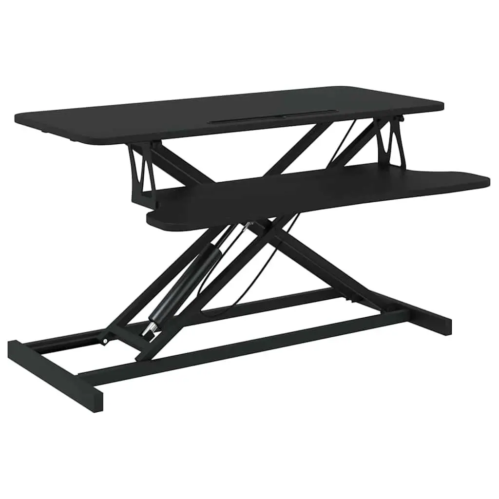 Adjustable Height Workstation Desk 90x40cm Steel Frame Black Office Standing