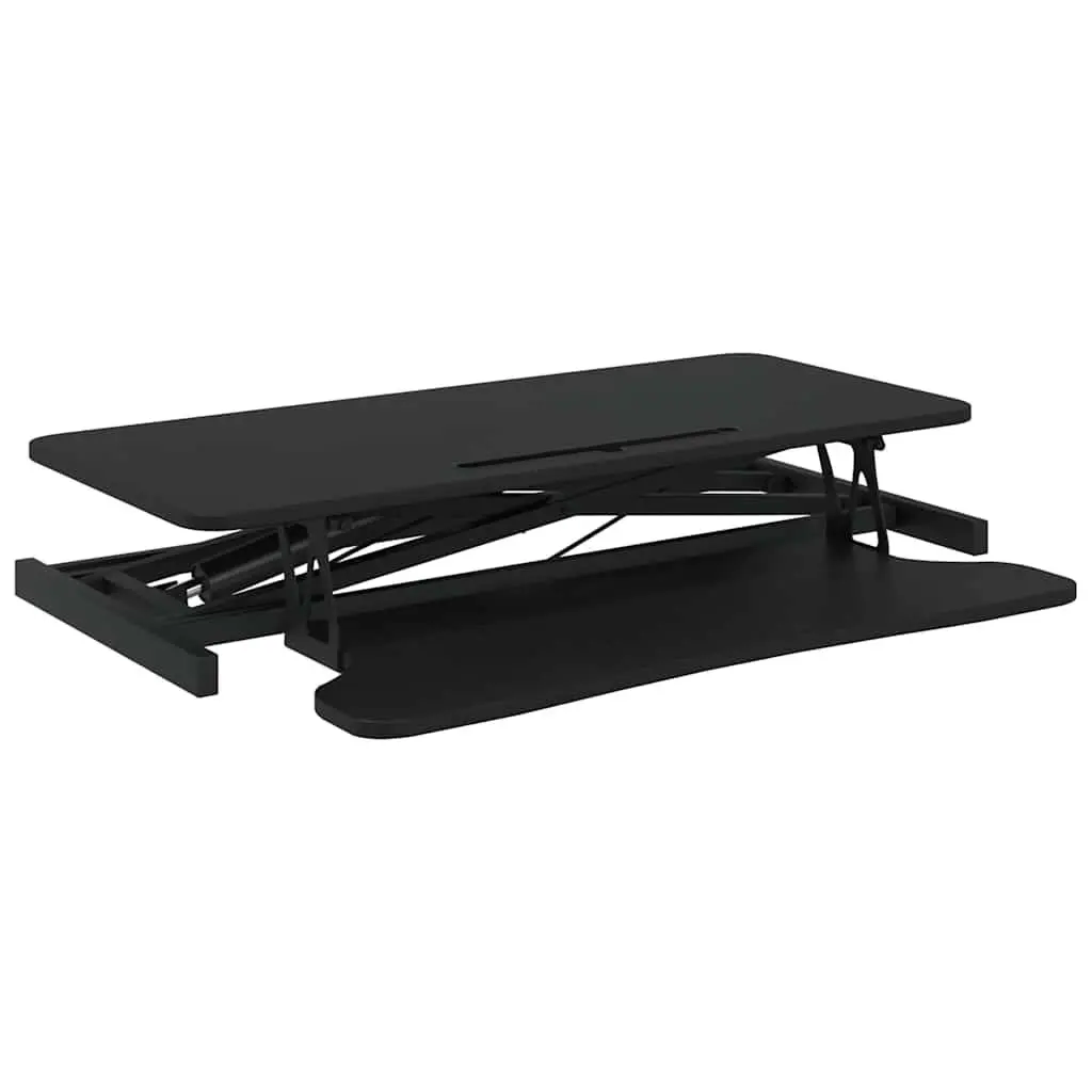 Adjustable Height Workstation Desk 90x40cm Steel Frame Black Office Standing