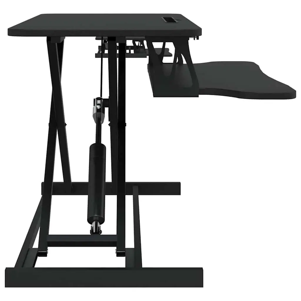 Adjustable Height Workstation Desk 90x40cm Steel Frame Black Office Standing