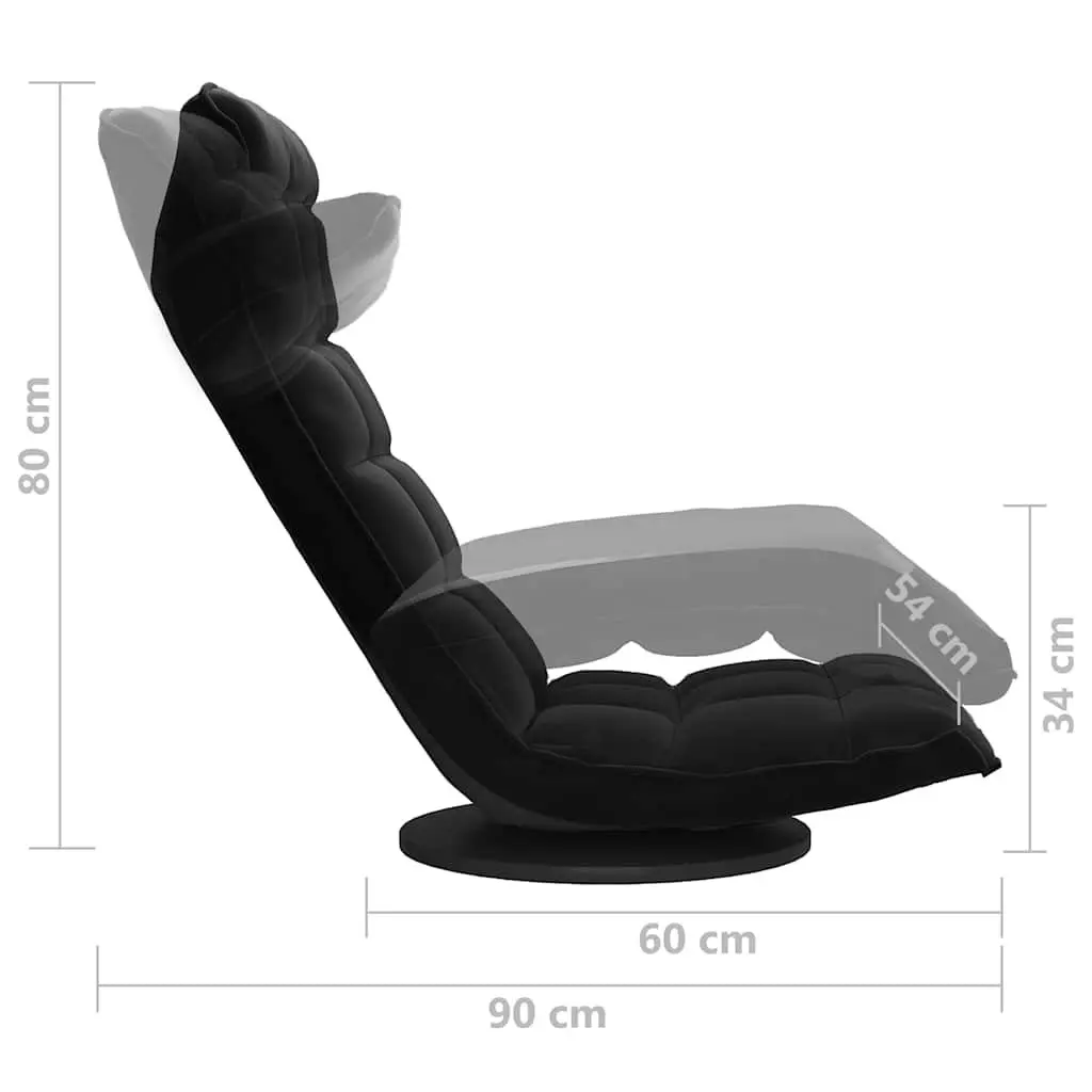 Swivel Floor Chair Black Velvet 5-Angle Adjustable Padded Foam