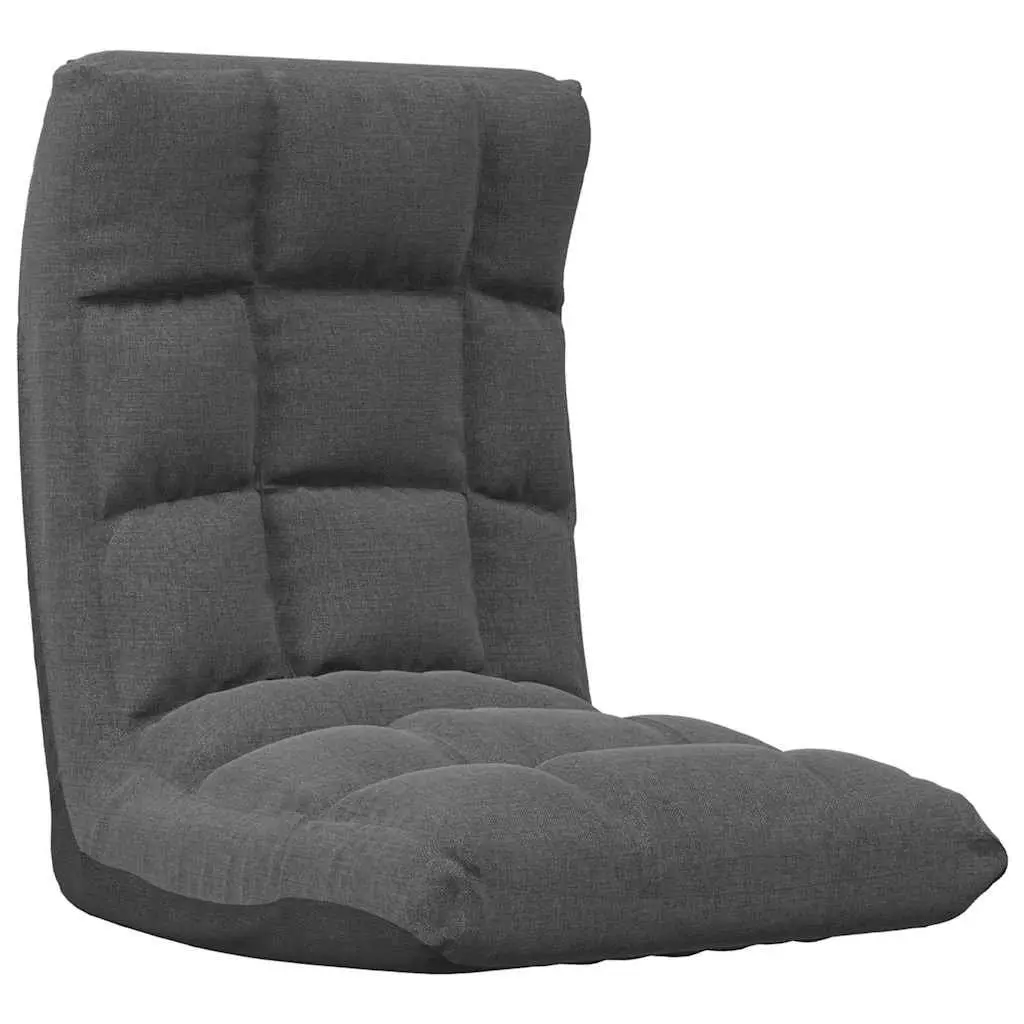 Folding Floor Chair Grey Fabric Padded Lounger Adjustable Reclining Seat