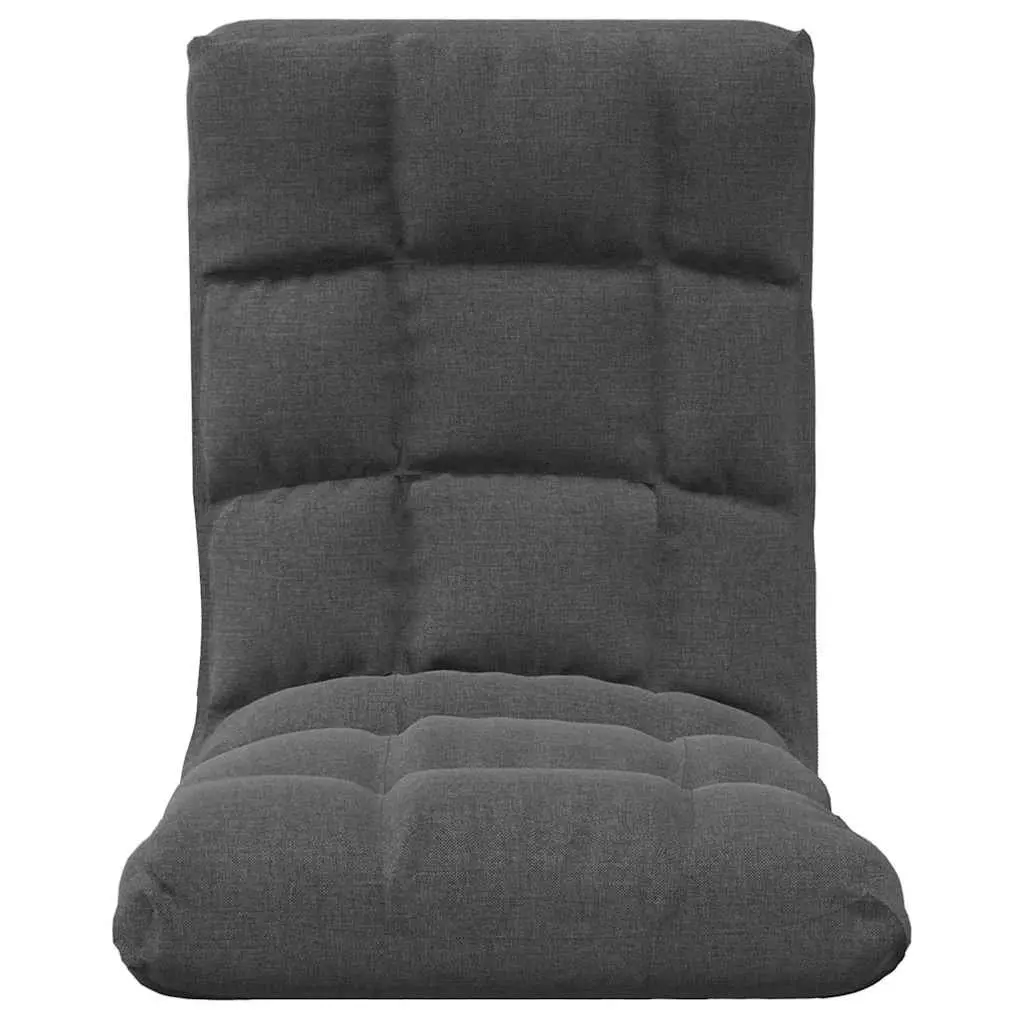 Folding Floor Chair Grey Fabric Padded Lounger Adjustable Reclining Seat