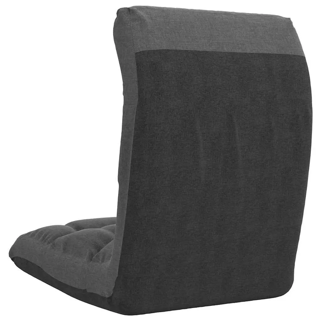 Folding Floor Chair Grey Fabric Padded Lounger Adjustable Reclining Seat