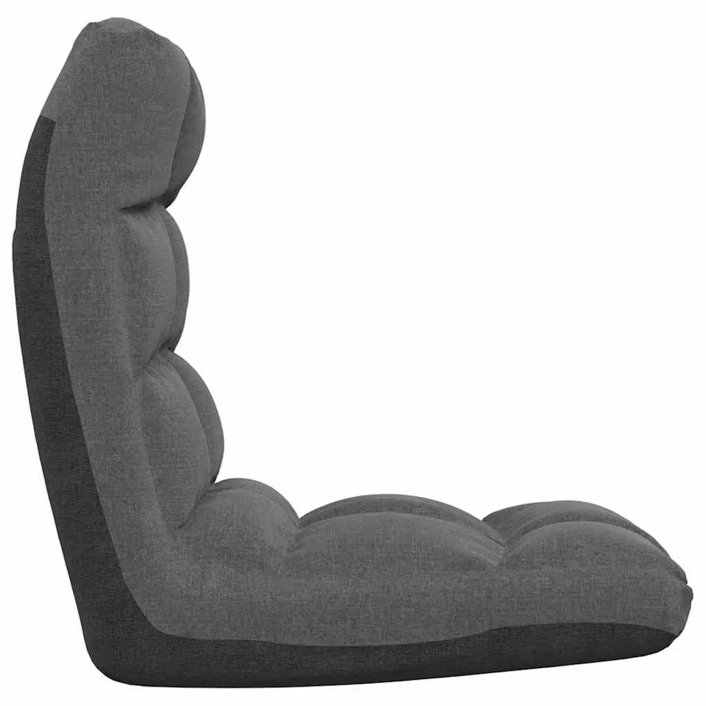 Folding Floor Chair Grey Fabric Padded Lounger Adjustable Reclining Seat