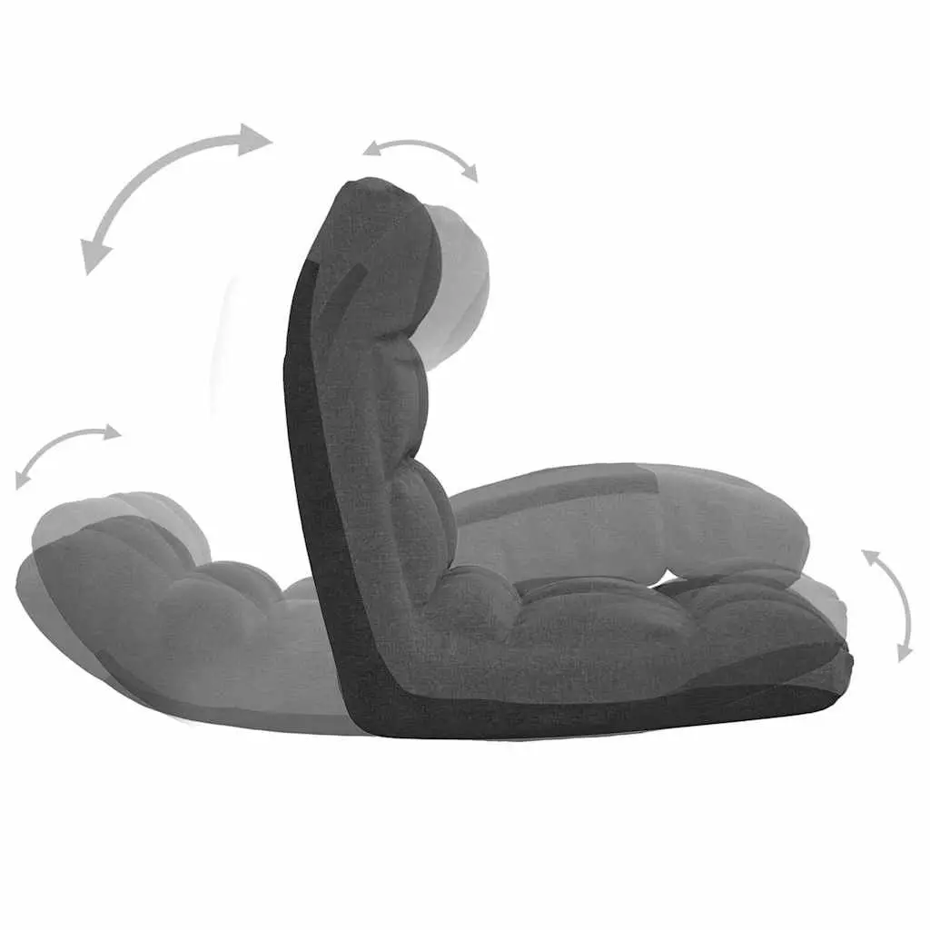 Folding Floor Chair Grey Fabric Padded Lounger Adjustable Reclining Seat