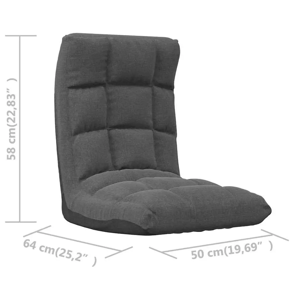 Folding Floor Chair Grey Fabric Padded Lounger Adjustable Reclining Seat