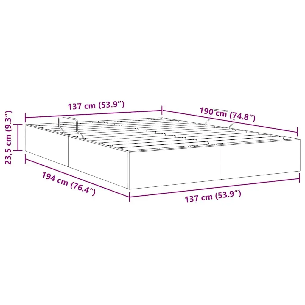 Storage Bed Grey Fabric 137x190cm Hydraulic Lift Modern Furniture Frame