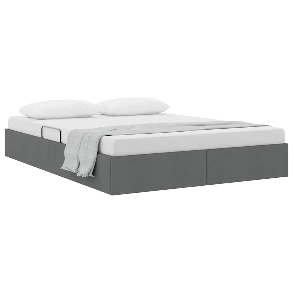 Storage Bed Grey Fabric 137x190cm Hydraulic Lift Modern Furniture Frame