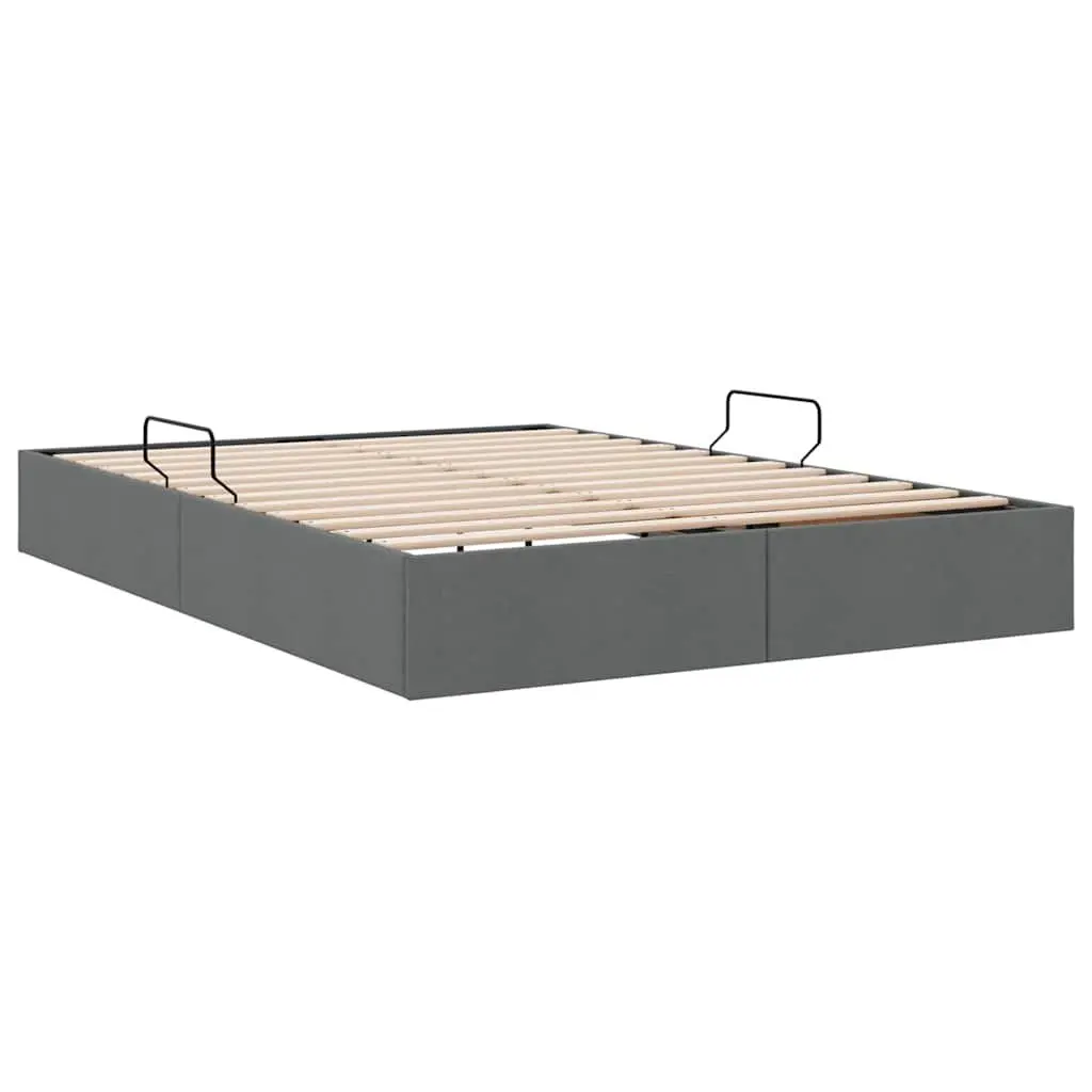 Storage Bed Grey Fabric 137x190cm Hydraulic Lift Modern Furniture Frame
