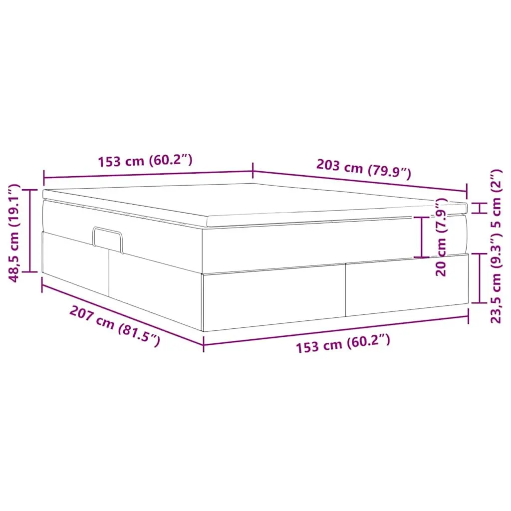 Storage Bed Grey 152 x 203 cm Modern Metal Frame with Hydraulic Lift and Pocket Spring Mattress